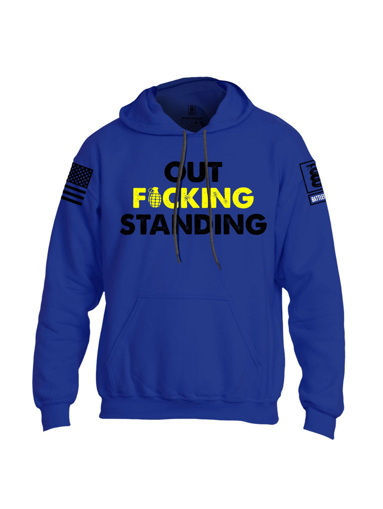 Battleraddle Out Fucking Standing Black Sleeves Uni Cotton Blended Hoodie With Pockets