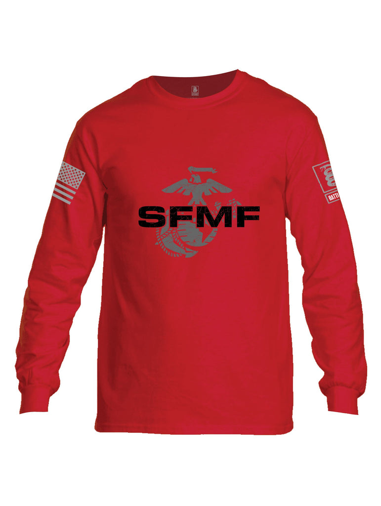 Battleraddle Sfmf Marine Grey Sleeves Men Cotton Crew Neck Long Sleeve T Shirt