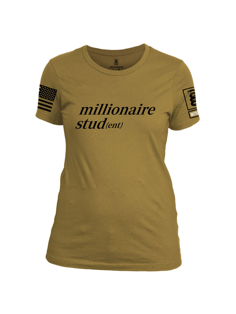 Battleraddle Millionaire Student Black Sleeves Women Cotton Crew Neck T-Shirt
