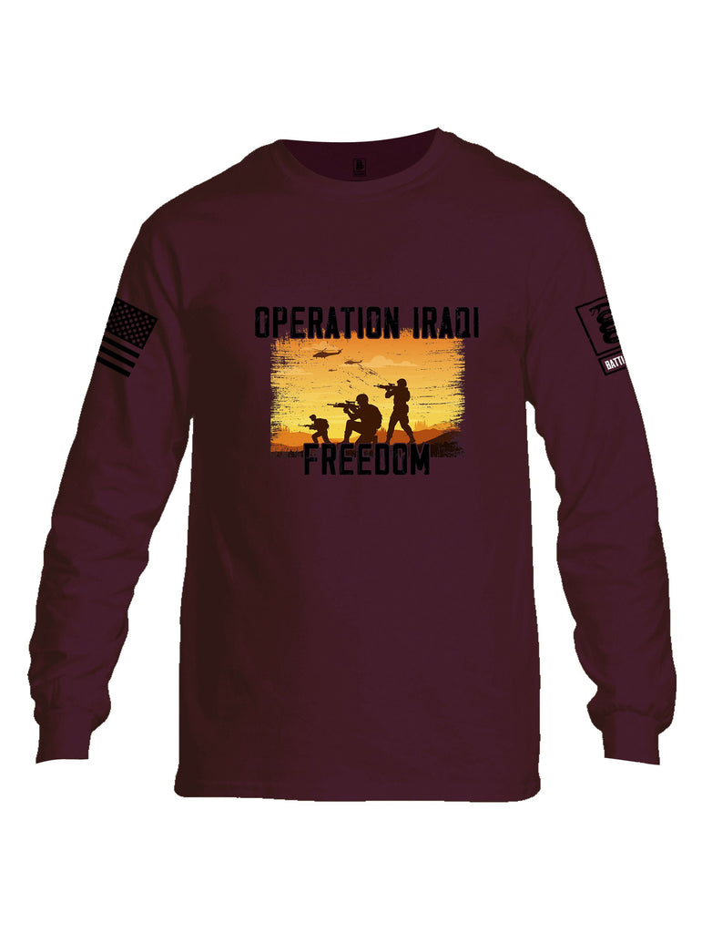 Battleraddle Operation Iraqi Freedom Soldiers Black Sleeves Men Cotton Crew Neck Long Sleeve T Shirt