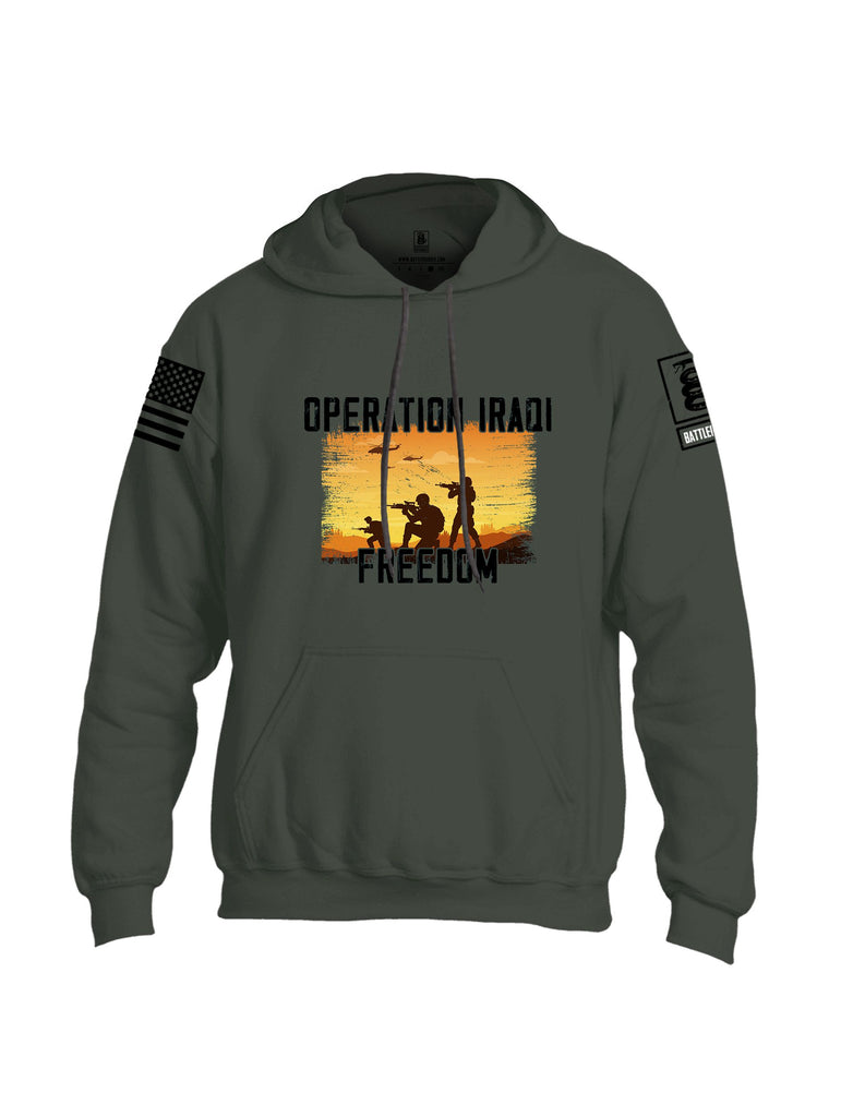 Battleraddle Operation Iraqi Freedom Soldiers Black Sleeves Uni Cotton Blended Hoodie With Pockets