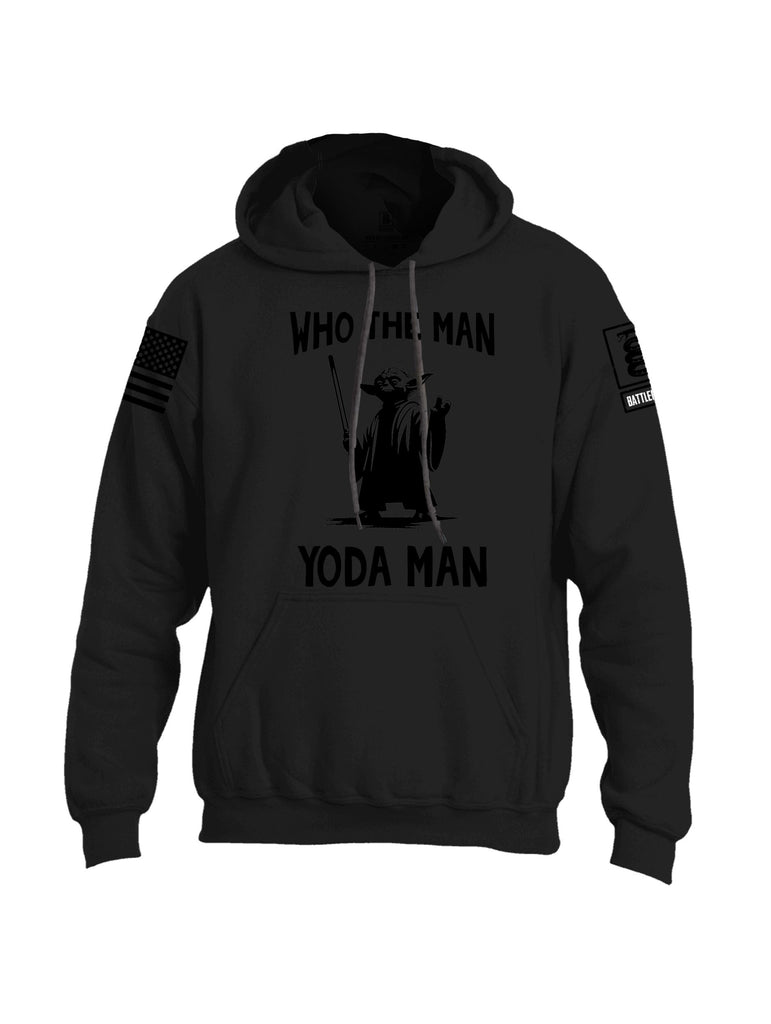 Battleraddle Who The Man  Black Sleeves Uni Cotton Blended Hoodie With Pockets