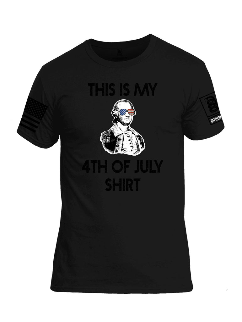 Battleraddle This Is My 4Th Of July Shirt  Black Sleeves Men Cotton Crew Neck T-Shirt