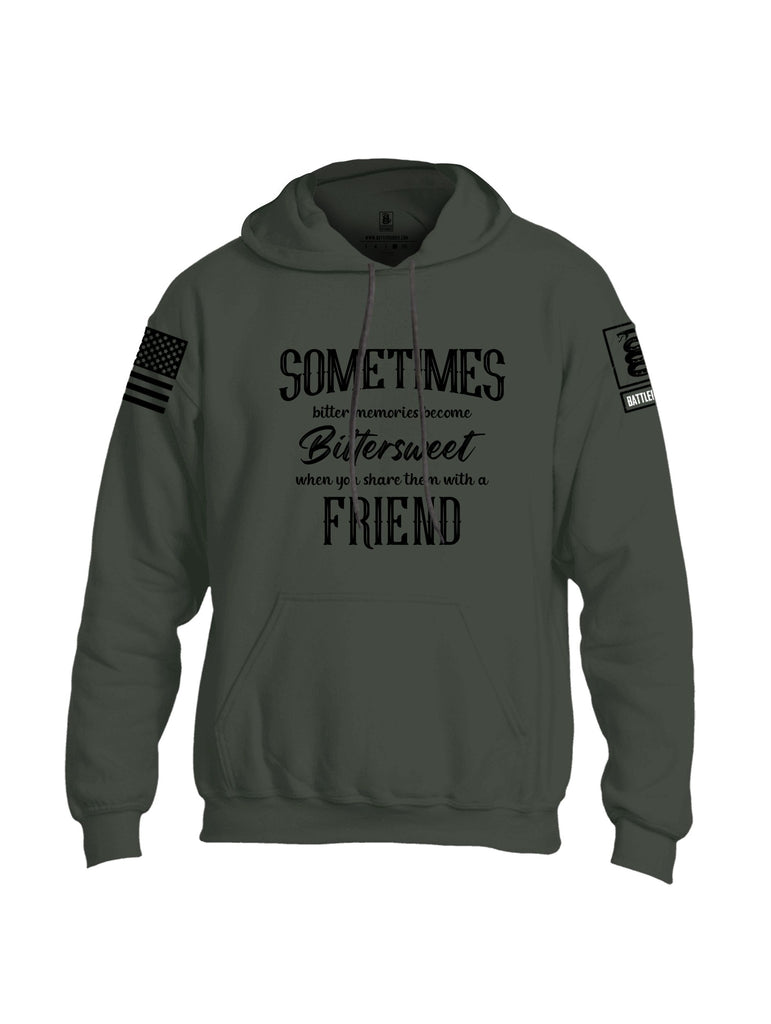 Battleraddle Sometimes Bitter Memories Become Bittersweet Black Sleeves Uni Cotton Blended Hoodie With Pockets