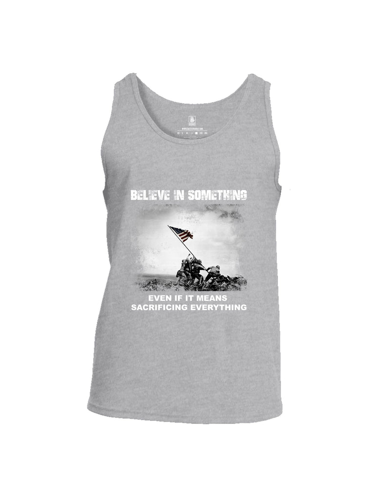 Battleraddle Believe In Something  White Sleeves Men Cotton Cotton Tank Top