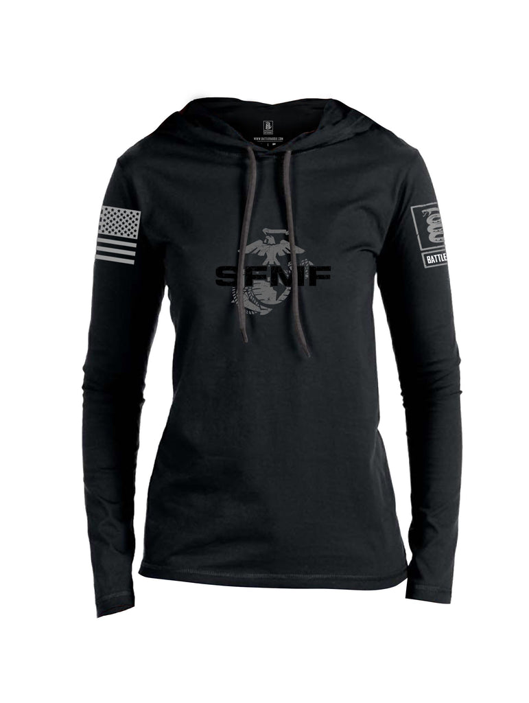 Battleraddle Sfmf Marine Grey Sleeves Women Cotton Thin Cotton Lightweight Hoodie