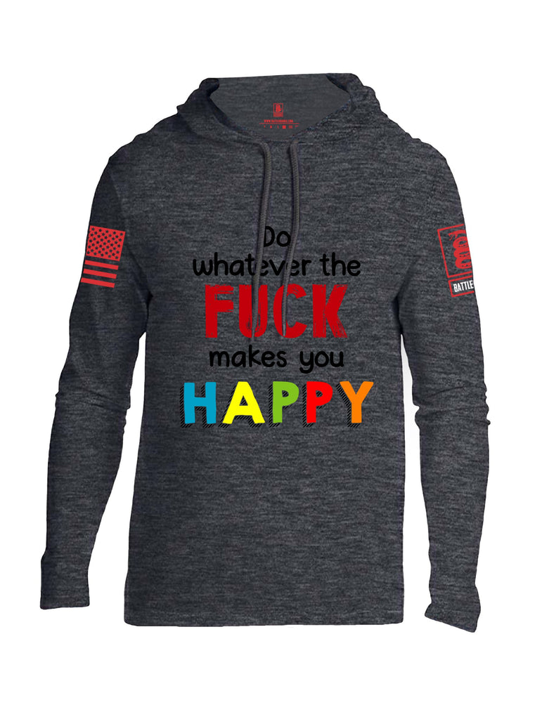 Battleraddle Do Whatever The Fuck Makes You Happy Red Sleeves Men Cotton Thin Cotton Lightweight Hoodie