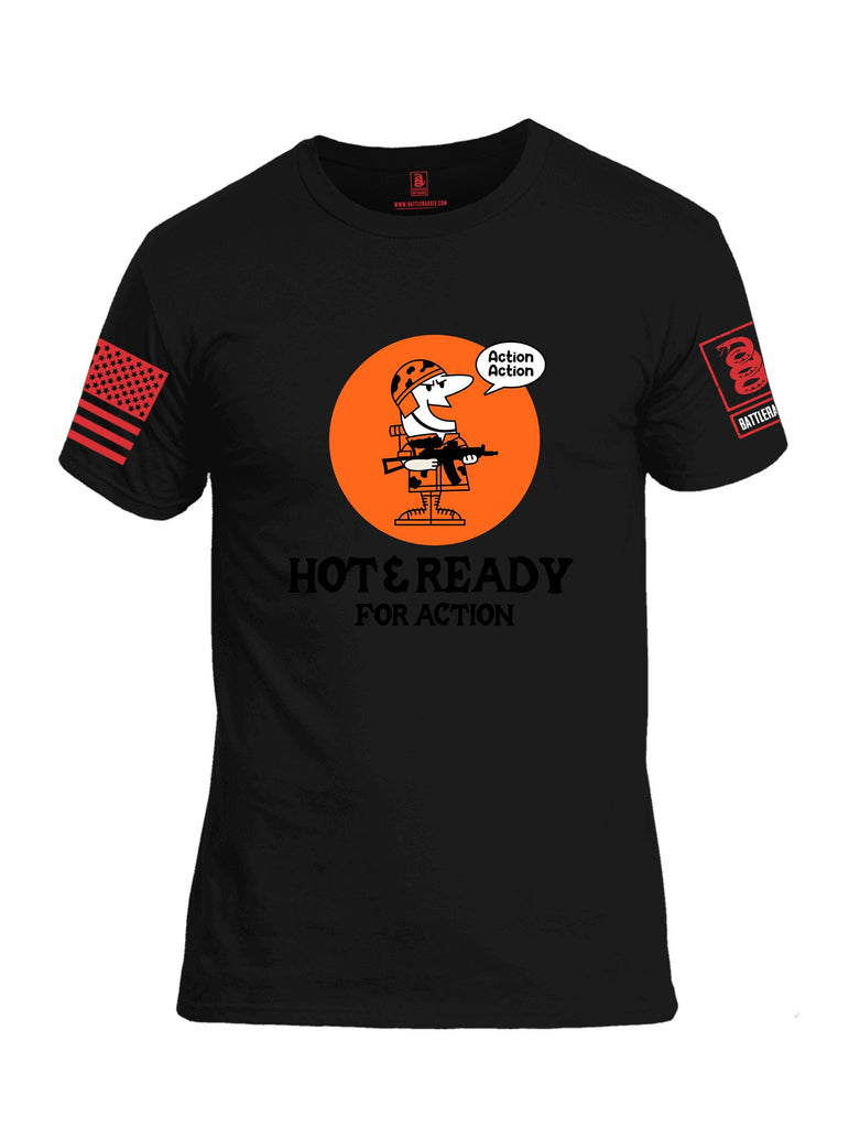 Battleraddle Hot & Ready For Action  Red Sleeves Men Cotton Crew Neck T-Shirt