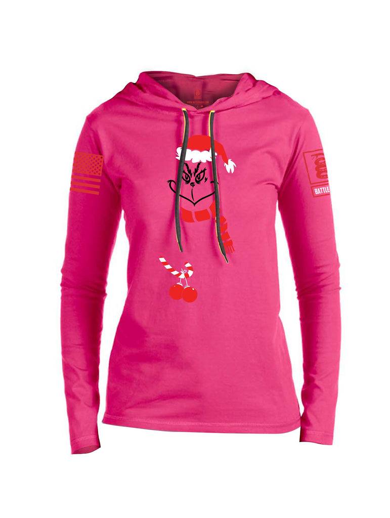 Battleraddle Grinch Christmas Balls Red Sleeves Women Cotton Thin Cotton Lightweight Hoodie