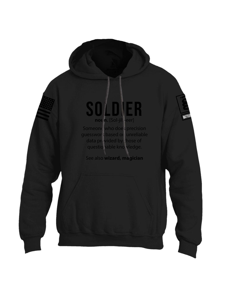 Battleraddle Soldier Noun Black Sleeves Uni Cotton Blended Hoodie With Pockets