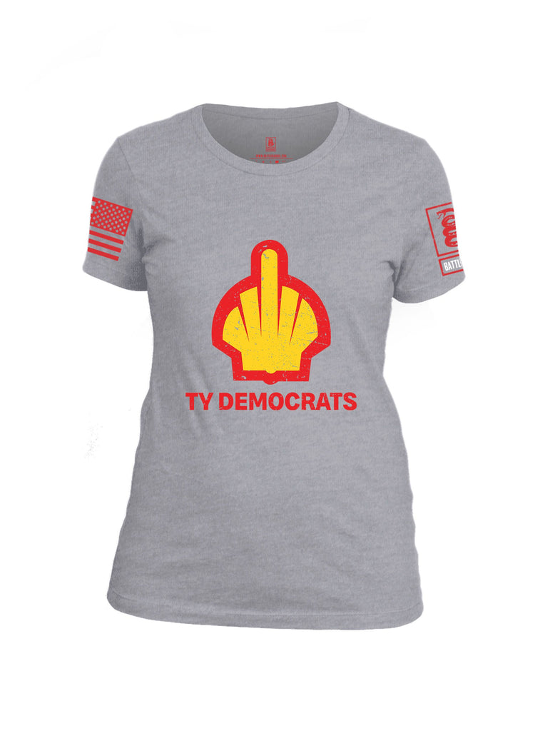 Battleraddle Ty Democrats  Red Sleeves Women Cotton Crew Neck T-Shirt