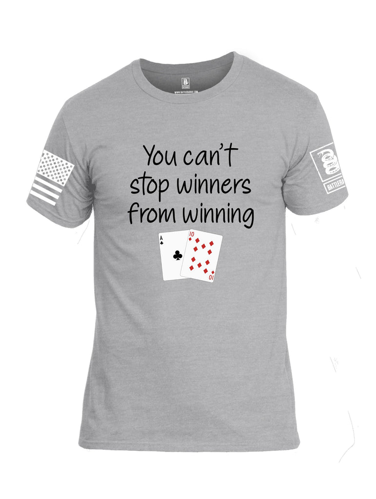 Battleraddle You Can'T Stop Winners From Winning White Sleeves Men Cotton Crew Neck T-Shirt