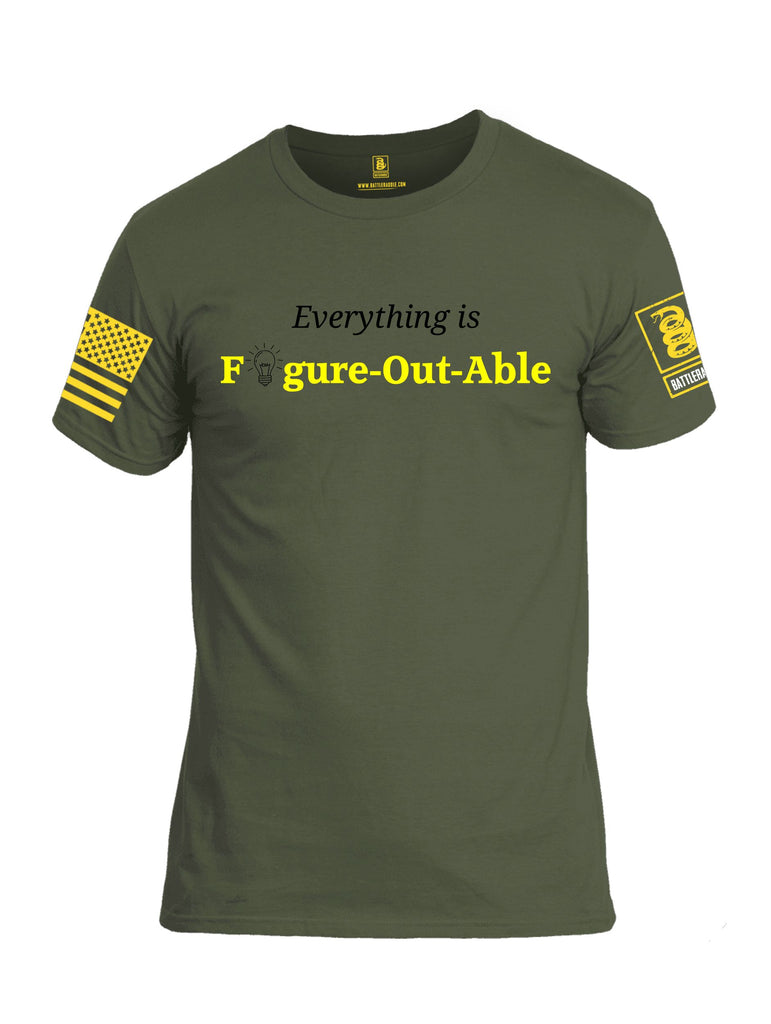 Battleraddle Everything Is Figure-Out-Able Yellow Sleeves Men Cotton Crew Neck T-Shirt