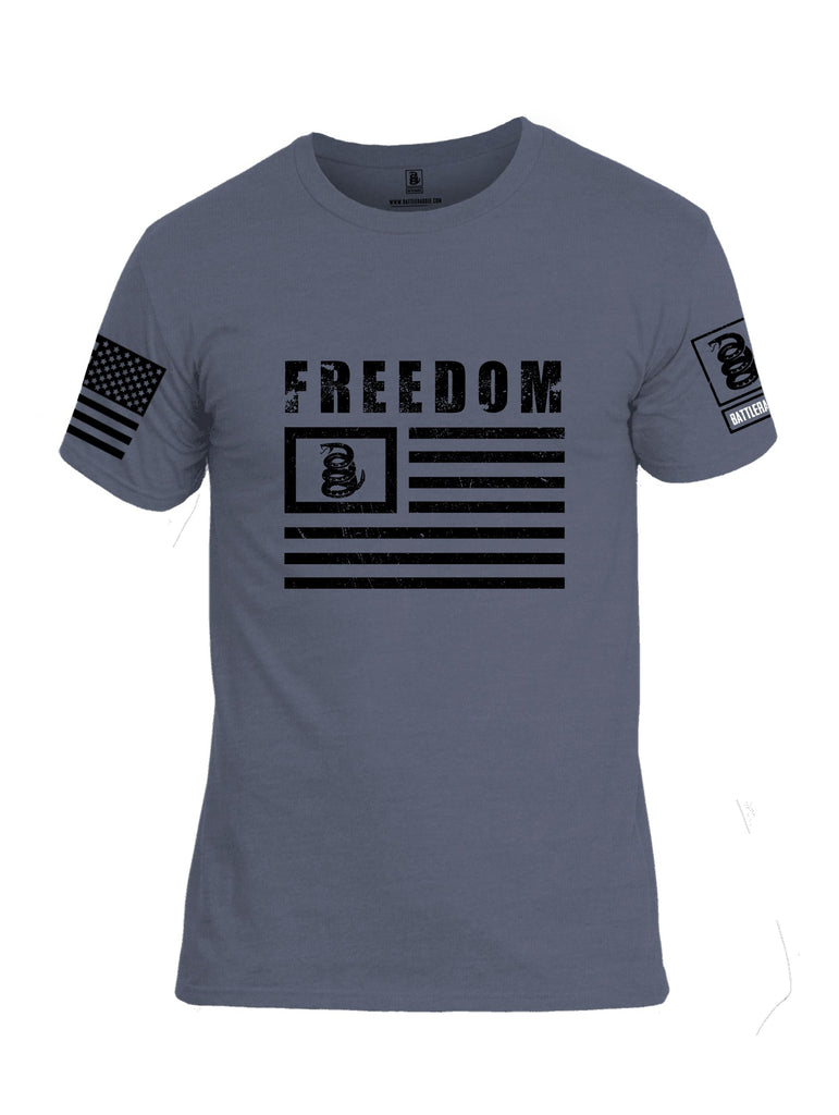 Battleraddle Freedom Flag Black Sleeves Men Cotton Crew Neck T-Shirt