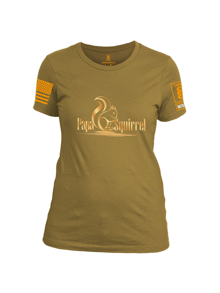 Battleraddle Papa Squirell  Orange Sleeves Women Cotton Crew Neck T-Shirt