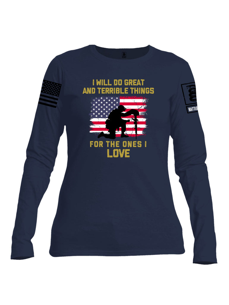 Battleraddle I Will Do Great  Black Sleeves Women Cotton Crew Neck Long Sleeve T Shirt