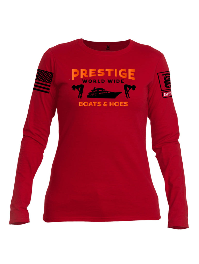 Battleraddle Prestige World Wide Black Sleeves Women Cotton Crew Neck Long Sleeve T Shirt