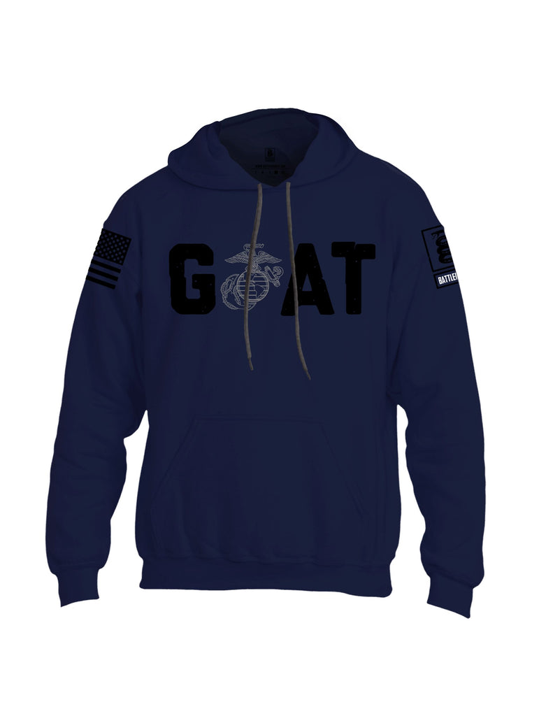 Battleraddle Goat Marine  Black Sleeves Uni Cotton Blended Hoodie With Pockets