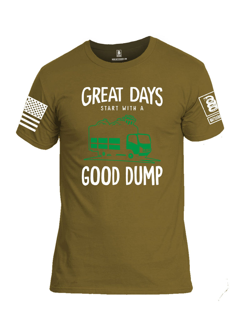 Battleraddle Great Days Start With A Good Dump White Sleeves Men Cotton Crew Neck T-Shirt