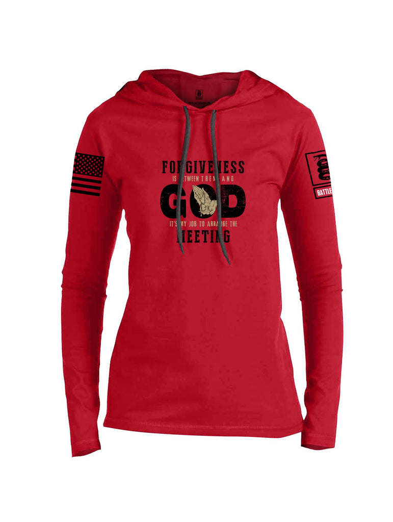 Battleraddle Forgiveness Is Between Them  Black Sleeves Women Cotton Thin Cotton Lightweight Hoodie