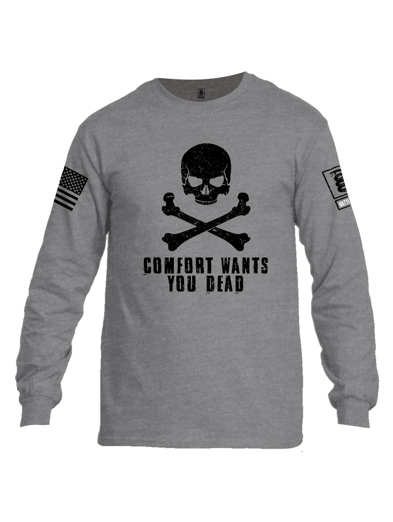 Battleraddle Comfort Wants You Dead Black Sleeves Men Cotton Crew Neck Long Sleeve T Shirt