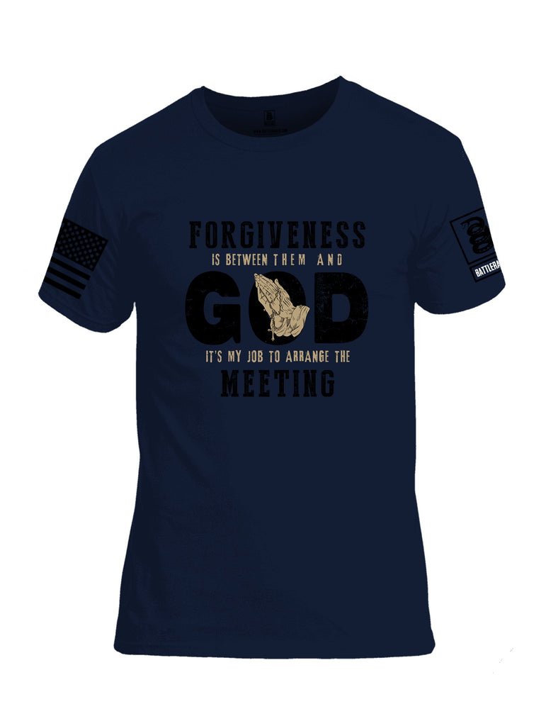 Battleraddle Forgiveness Is Between Them  Black Sleeves Men Cotton Crew Neck T-Shirt