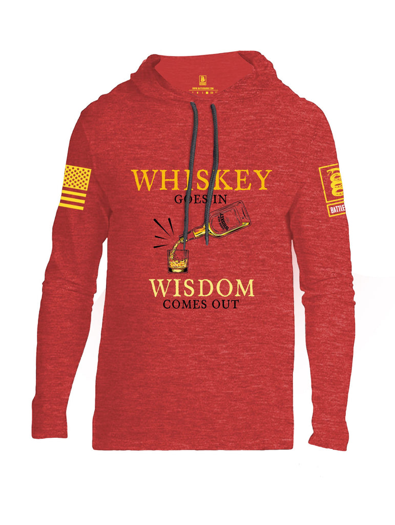 Battleraddle Whiskey Goes In Wisdom Comes Out Yellow Sleeves Men Cotton Thin Cotton Lightweight Hoodie