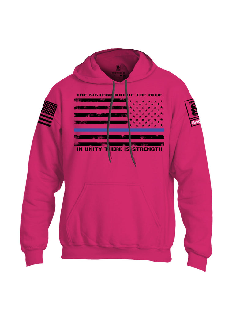 Battleraddle The Sisterhood Of The Blue  Black Sleeves Uni Cotton Blended Hoodie With Pockets