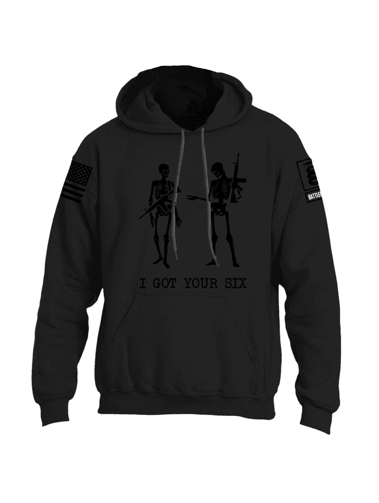 Battleraddle I Got Your Six Skeleton  Black Sleeves Uni Cotton Blended Hoodie With Pockets