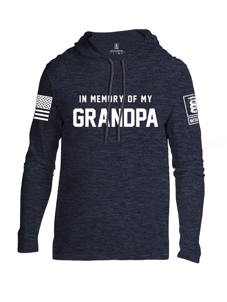 Battleraddle In Memory Of My Grandpa White Sleeves Men Cotton Thin Cotton Lightweight Hoodie