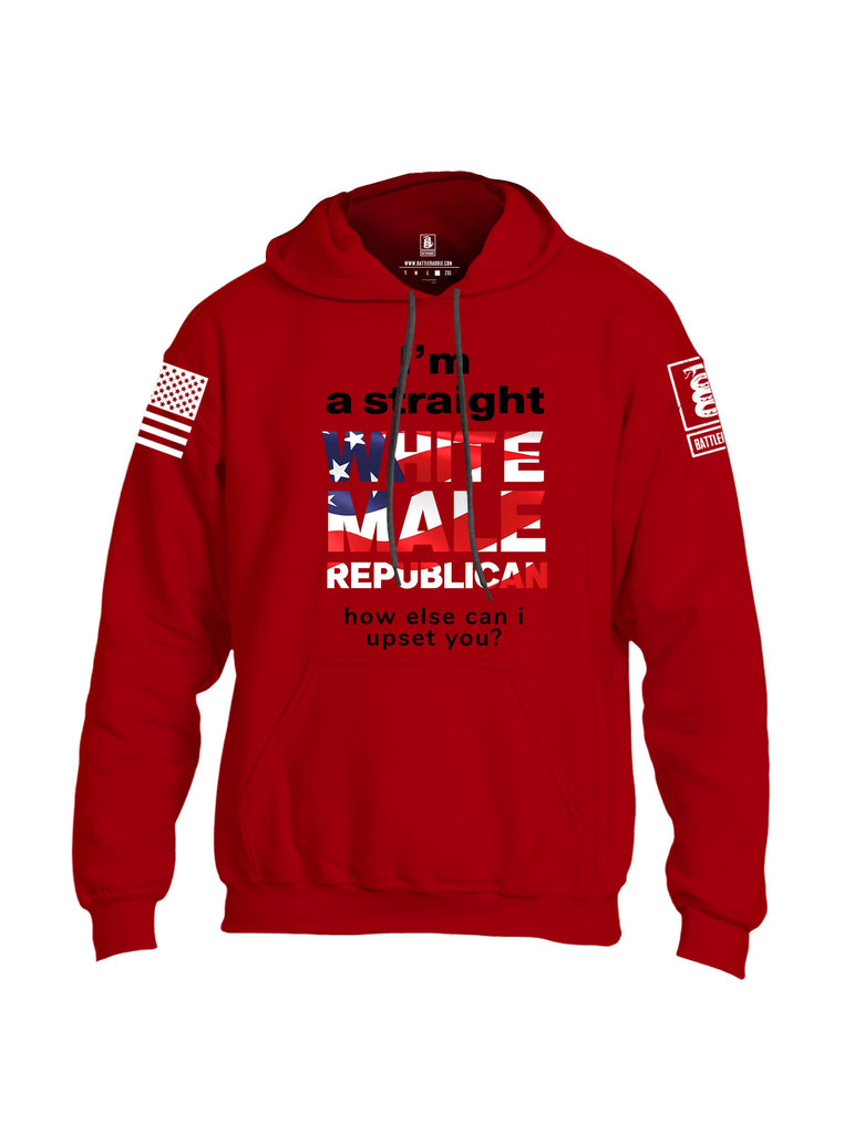 Battleraddle I'M A Straight White Male Republican White Sleeves Uni Cotton Blended Hoodie With Pockets
