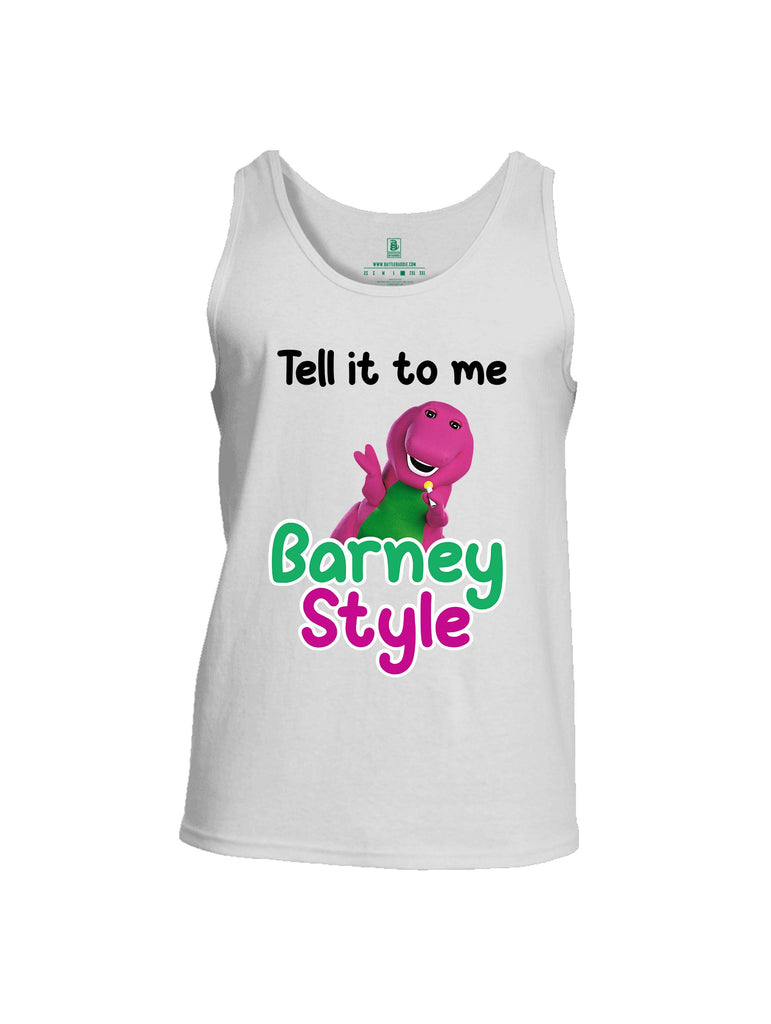Battleraddle Tell It To Me Barney Style  Pearl Green Sleeves Men Cotton Cotton Tank Top