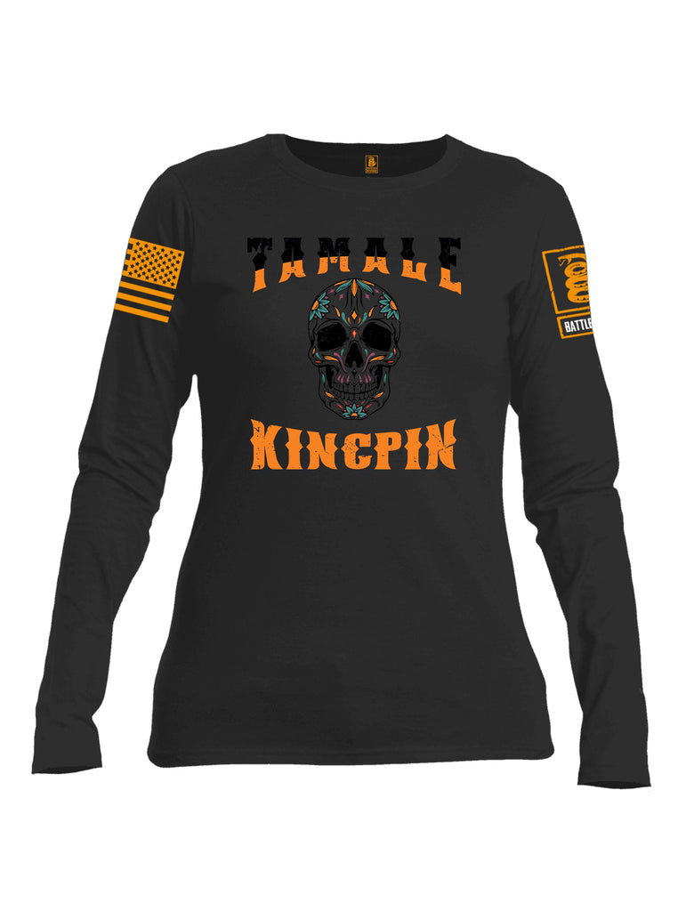 Battleraddle Tamale Kingpin Orange Sleeves Women Cotton Crew Neck Long Sleeve T Shirt