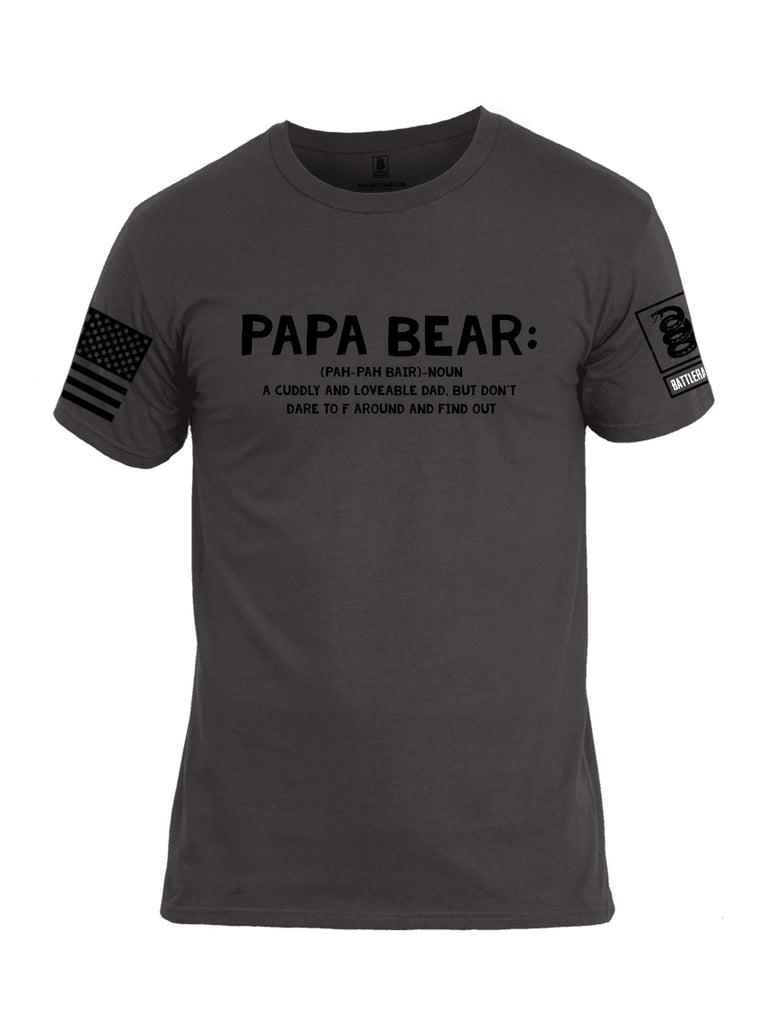 Battleraddle Papa Bear  Black Sleeves Men Cotton Crew Neck T-Shirt