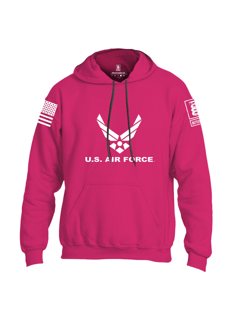 Battleraddle Us Air Force White Sleeves Uni Cotton Blended Hoodie With Pockets