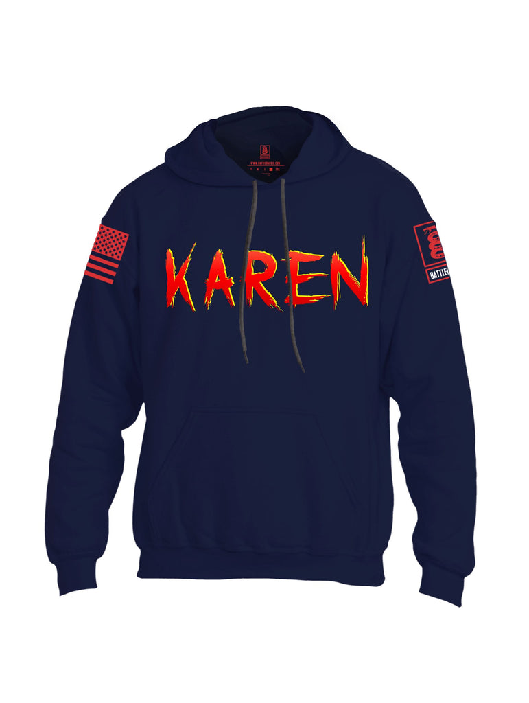 Battleraddle Karen  Red Sleeves Uni Cotton Blended Hoodie With Pockets