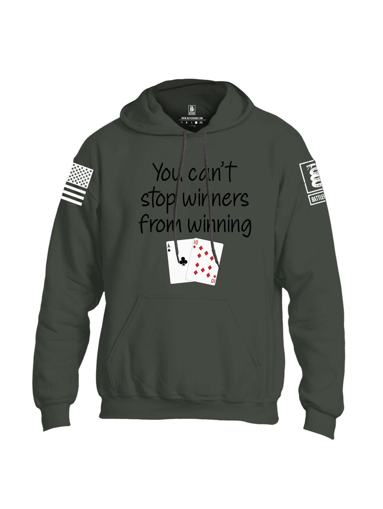 Battleraddle You Can'T Stop Winners From Winning White Sleeves Uni Cotton Blended Hoodie With Pockets