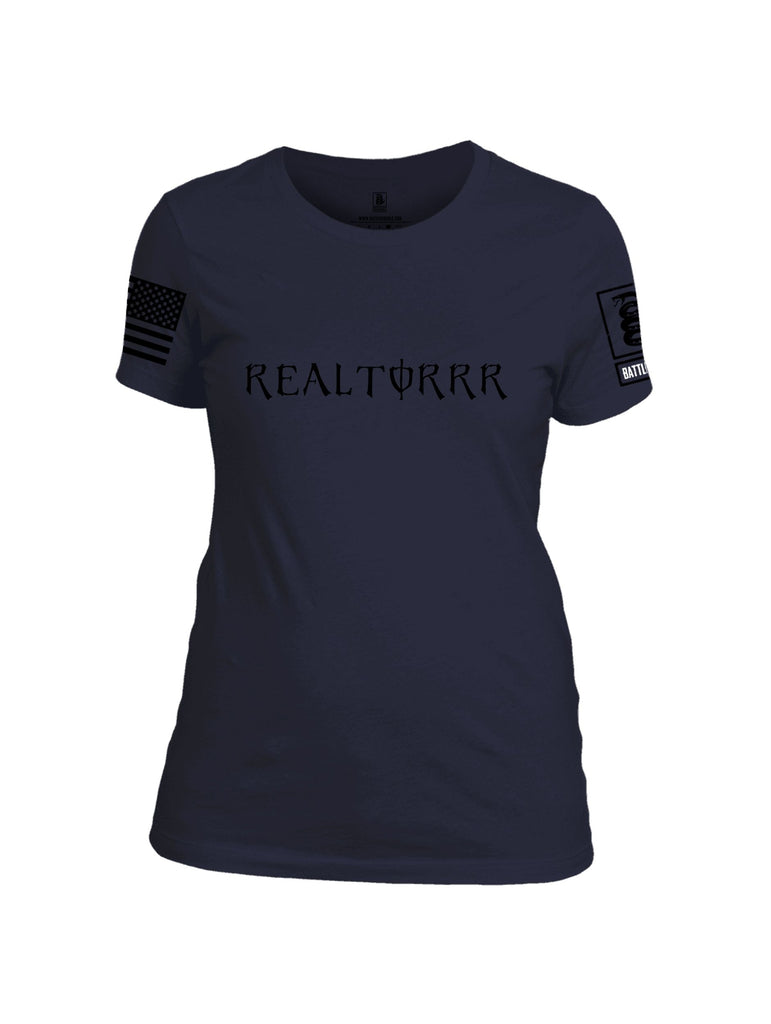 Battleraddle Realtorrr Black Sleeves Women Cotton Crew Neck T-Shirt