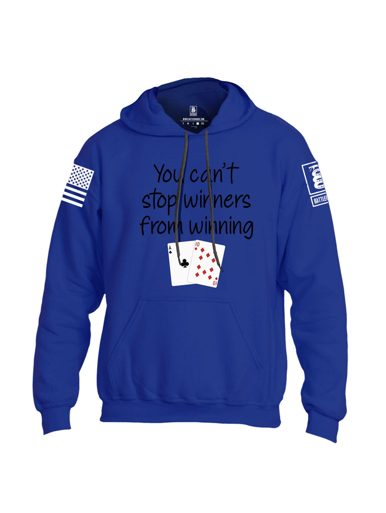 Battleraddle You Can'T Stop Winners From Winning White Sleeves Uni Cotton Blended Hoodie With Pockets