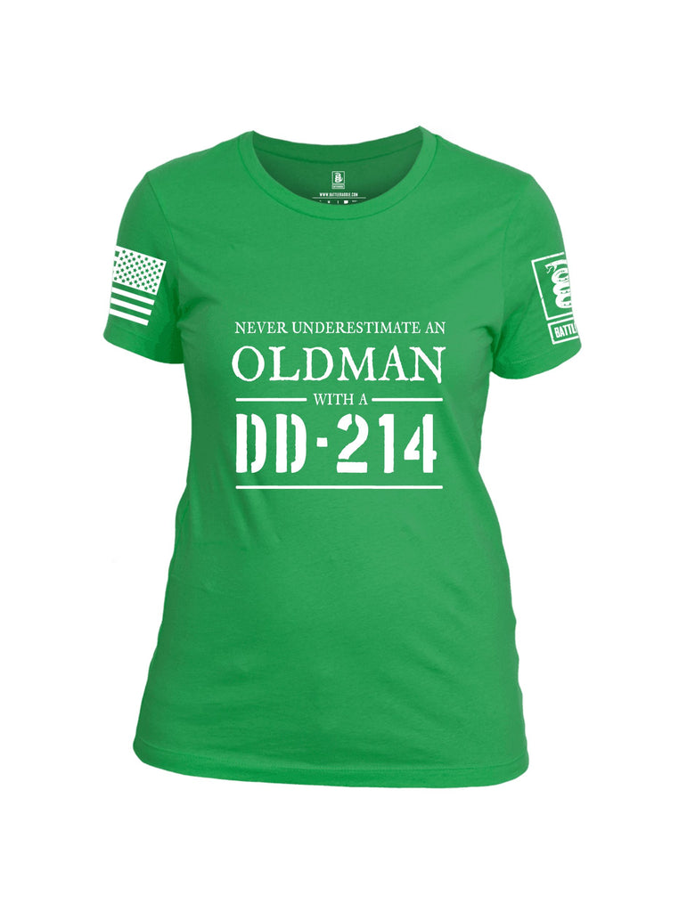 Battleraddle Never Underestimate An Old Man And A Dd214 White Sleeves Women Cotton Crew Neck T-Shirt