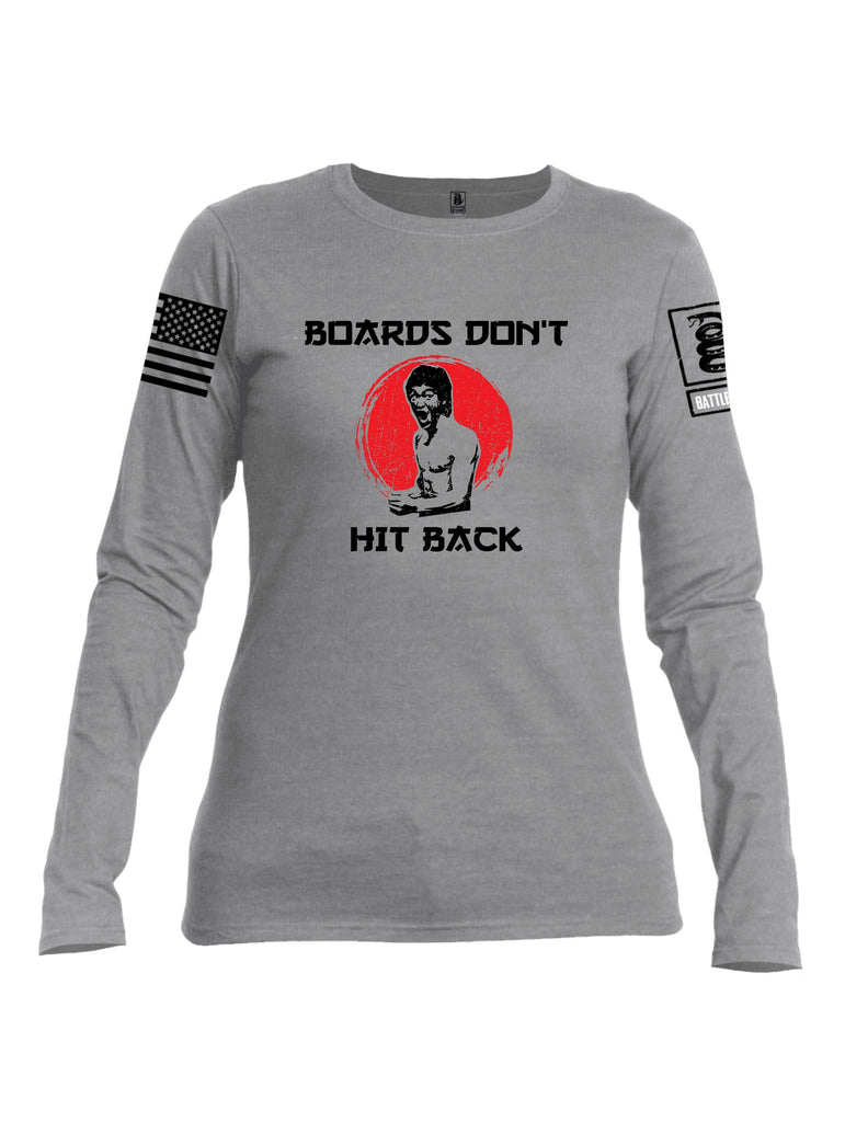 Battleraddle Boards Don'T Hit Back Black Sleeves Women Cotton Crew Neck Long Sleeve T Shirt