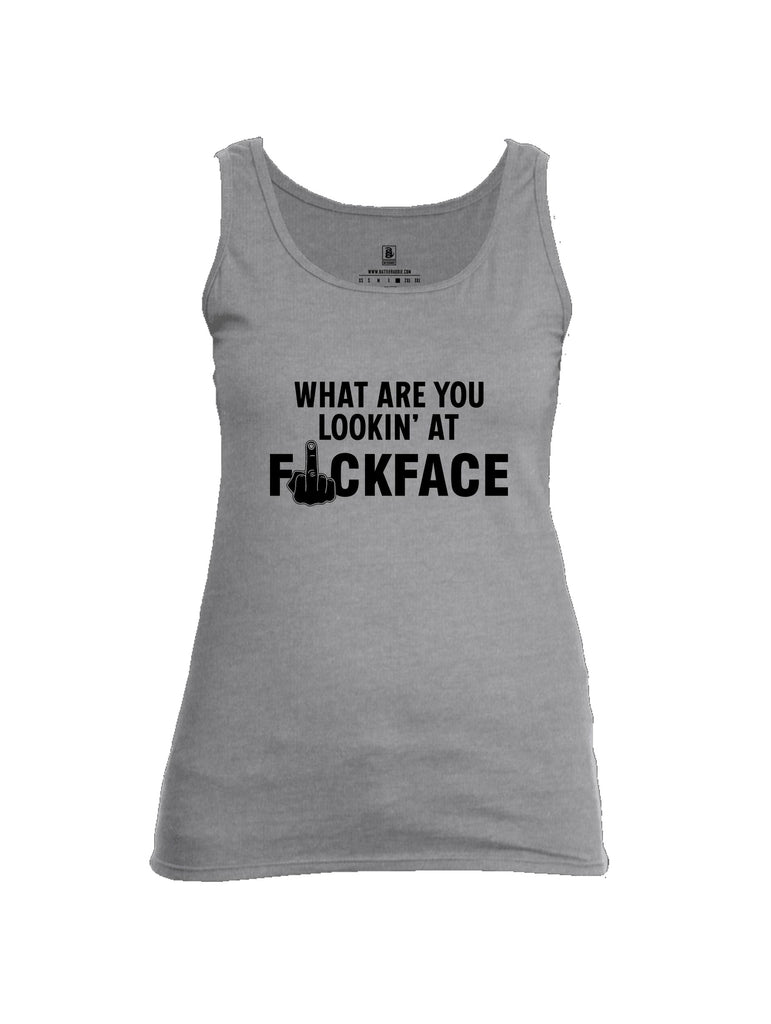 Battleraddle What Are You Lookin At Black Sleeves Women Cotton Cotton Tank Top