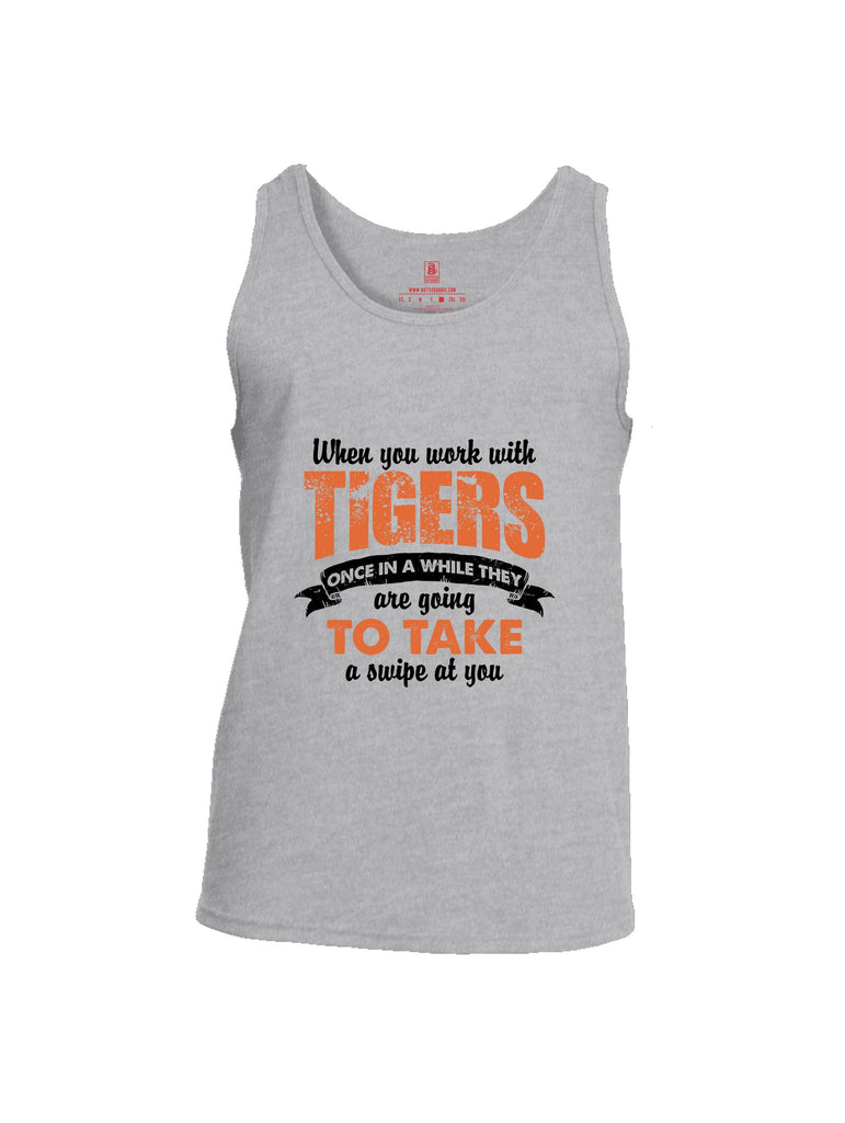 Battleraddle When You Work With Tigers Red Sleeves Men Cotton Cotton Tank Top