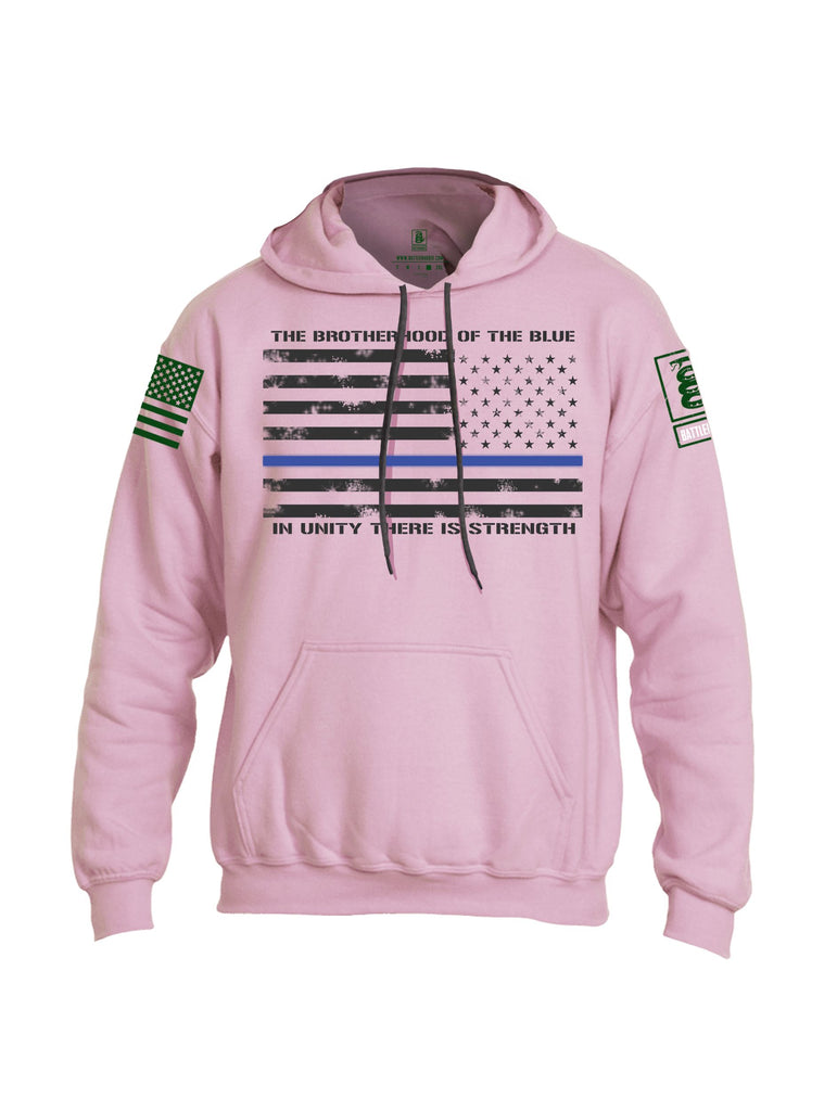 Battleraddle The Brotherhood Of The Blue White  Dark Green Sleeves Uni Cotton Blended Hoodie With Pockets