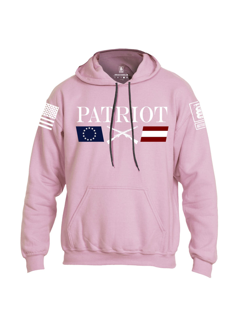 Battleraddle Patriot Rifle Flag White Sleeves Uni Cotton Blended Hoodie With Pockets