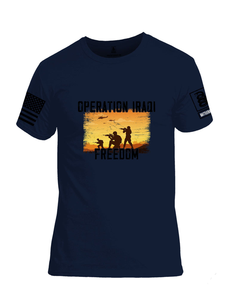 Battleraddle Operation Iraqi Freedom Soldiers Black Sleeves Men Cotton Crew Neck T-Shirt