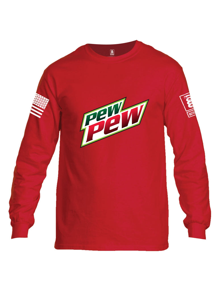 Battleraddle Pew Pew White Sleeves Men Cotton Crew Neck Long Sleeve T Shirt