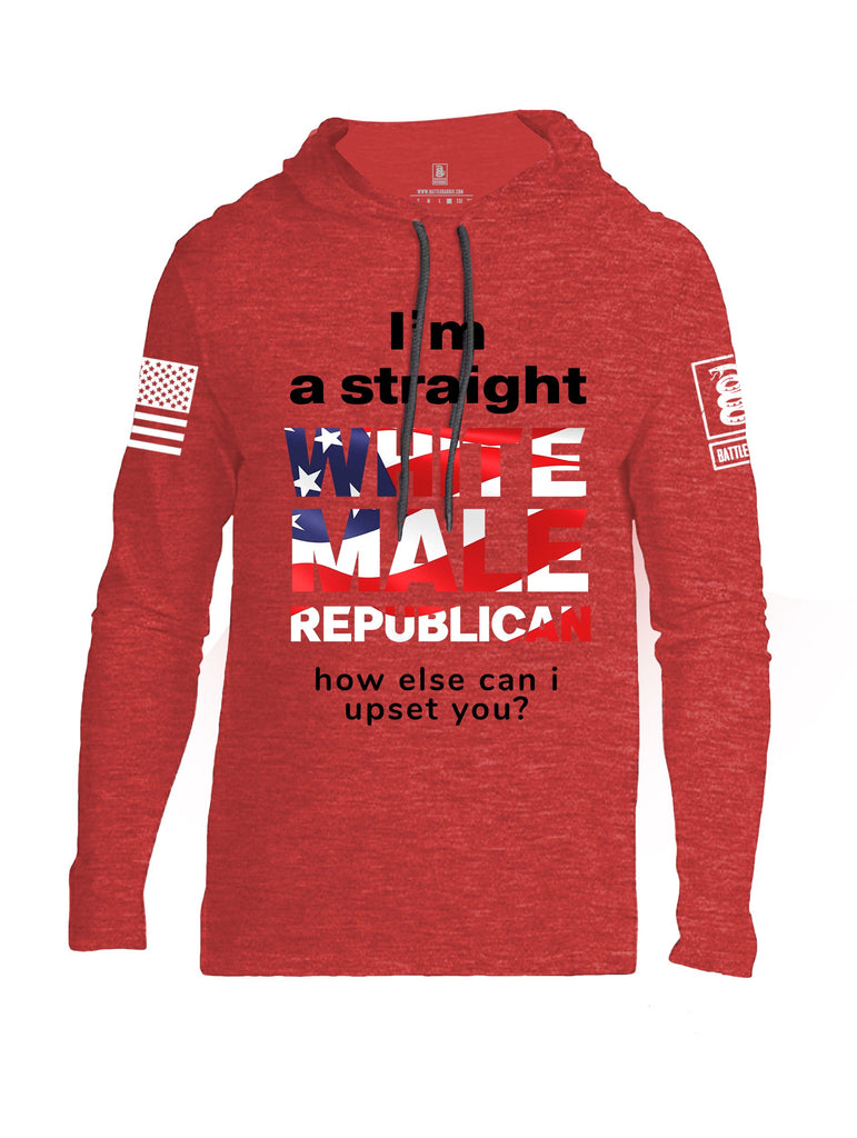 Battleraddle I'M A Straight White Male Republican White Sleeves Men Cotton Thin Cotton Lightweight Hoodie