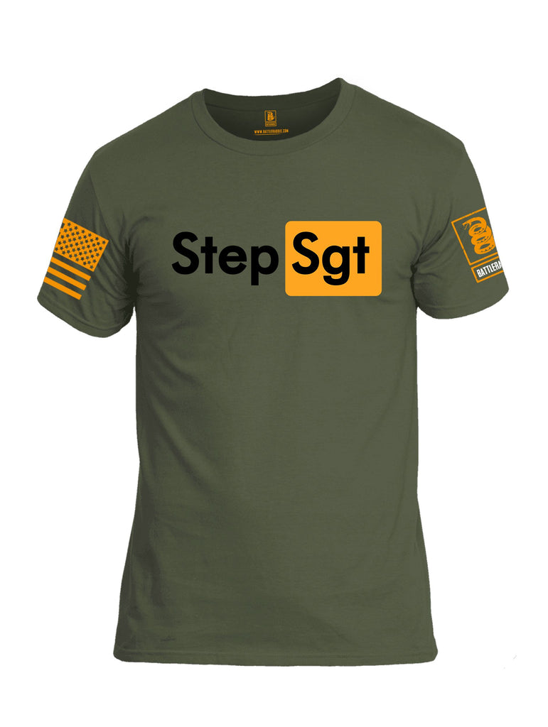 Battleraddle Step Sgt  Orange Sleeves Men Cotton Crew Neck T-Shirt