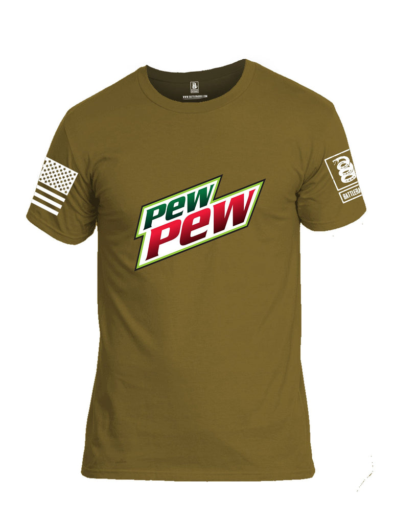 Battleraddle Pew Pew White Sleeves Men Cotton Crew Neck T-Shirt